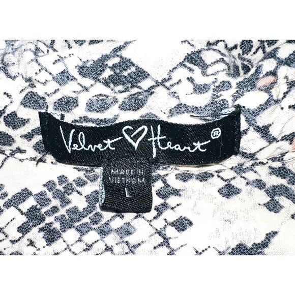 Velvet Heart Womens Snake Print Button-Up Blouse L 100% Rayon Long-Sleeve Collar - Picture 4 of 6